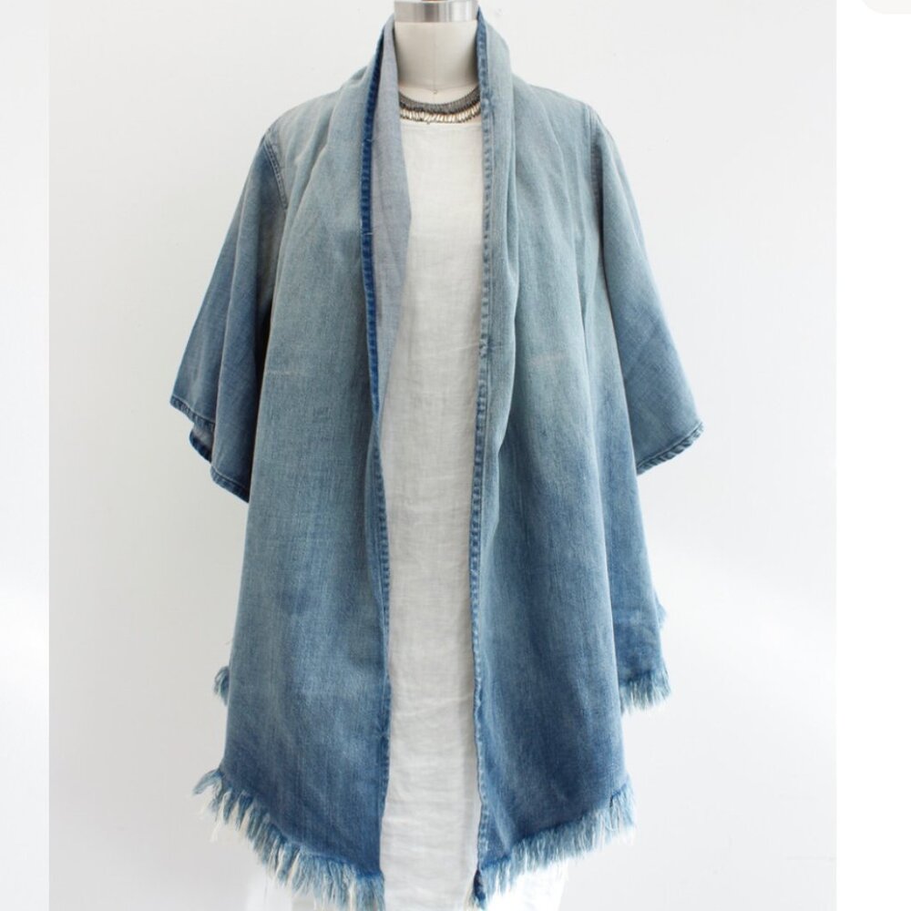 NSF Yuko Denim Kimono Jacket Short Sleeve Size Small